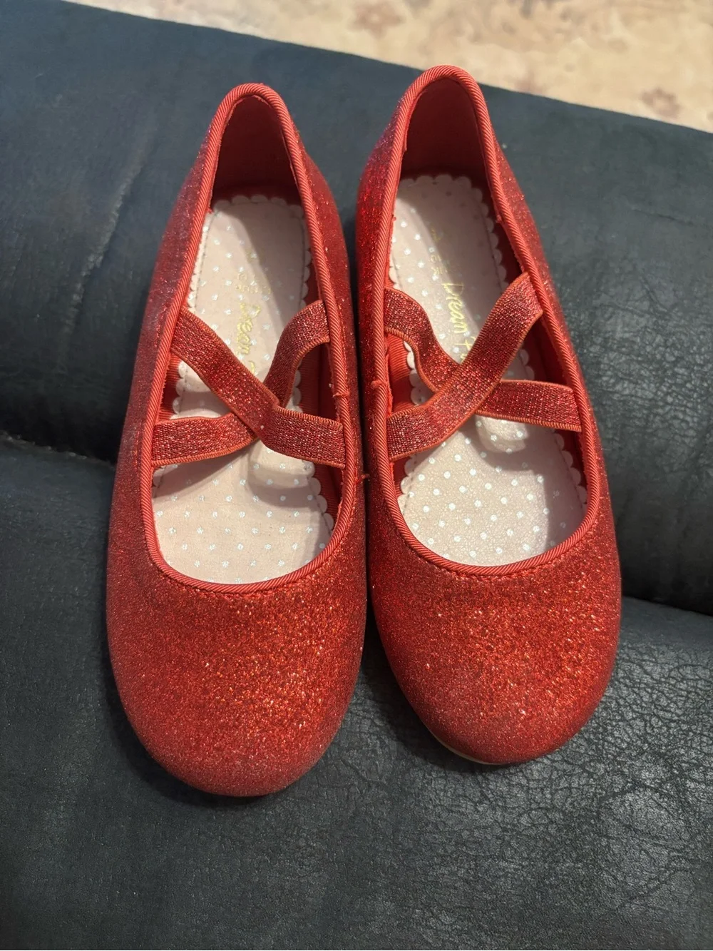 Glitter Cross-Strap Red Dress Shoes for Kid